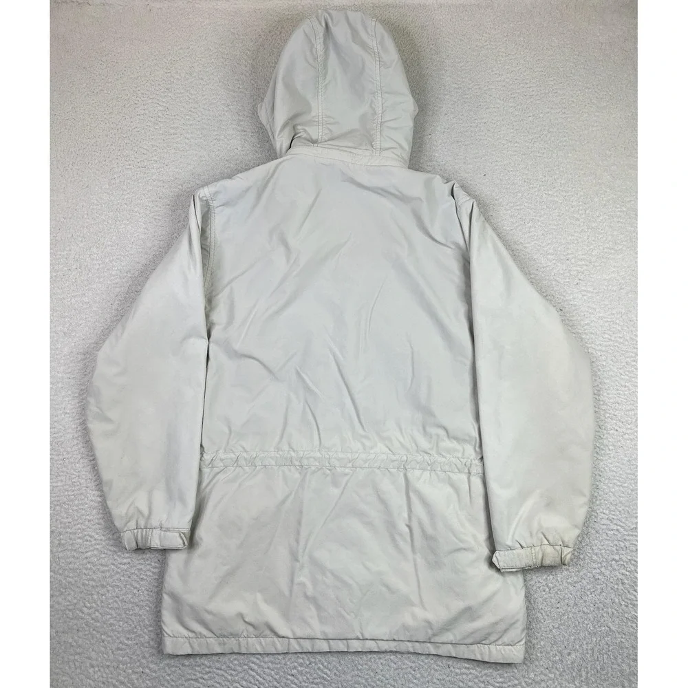 Eddie‎ Bauer Coat Womens Tall Medium White Polartec Lined Hooded Parka Insulated